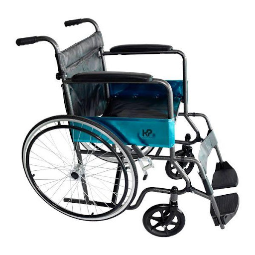 SILLA DE RUEDAS ESTANDAR RIN RADIO NEGRO GRAFITO KBE 1462FF-M23-D Impormedical Individual x 1 Silla de ruedas plegable con estructura de acero martillado en color negro grafito. Cuenta con asiento de 50 cm de ancho asiento y respaldo en lona sintética. Cuenta con rin de radio y llantas trasera