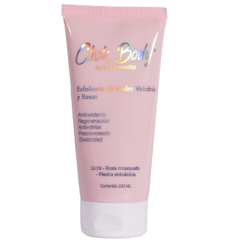 Exfoliante Corporal Rosas X 200 ML Click Hair  Envase x 1 Fórmula con polvo de piedra volcánica, lichis y rosa mosqueta.

Para una exfoliación suave y delicada que remueve células muertas, estimulando la regeneración celular y la producción de colágeno, haci
