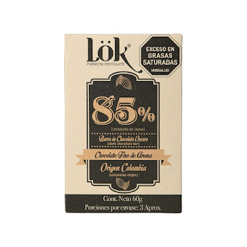 Barra De Chocolate Lok 85% Origen Colombia x 60 gr   