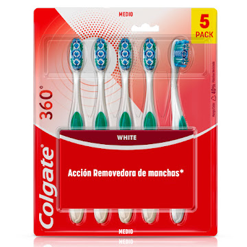 Cepillo de Dientes Medio Colgate 360° Luminous White Blíster x 5 und  