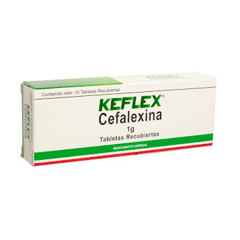 Keflex Cefalexina 1g Farmacol Caja x 10 Tabletas  