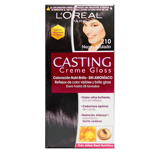 Kit Coloración Tinte L´Oreal Casting Creme Gloss Negro Azulado 210 x 250 gr