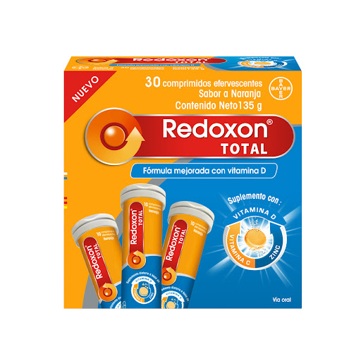 Redoxon Total Ácido Ascorbico + Zinc 1gr/10mg Bayer Frasco x 30 Tabletas