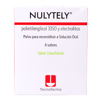 Nulytely Polietilenglicol 3350 Tecnofarma Sabor Lima Limón Caja x 4 Sobres  