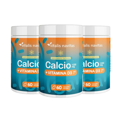 Combo x 3 Frascos Calcio + Vitamina D3 en Cápsulas Blandas Vitalis Navitas Frasco x 60 cápsulas blandas x 3 Plan 90 Días Calcio + Vitamina D3 Vitalis Navitas (3 frascos) 
¡Fortalece tus huesos y mantén tu energía día tras día! Con este plan de 90 días obtienes 3 frascos de Calcio + Vitamina D3 Vitalis Navit