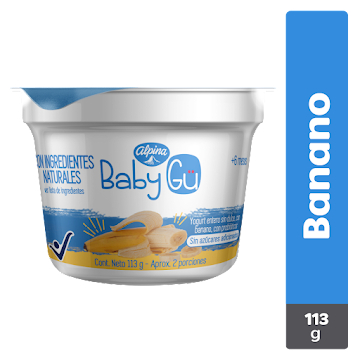 Yogurt Natural Baby Gu Alpina Sabor Banano +6meses Sin Azúcar x 113 gr  