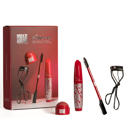 Kit Poderosa Coraje Pestañina Clásica + BlushGloss Golosa + Separador de pestañas + Encrespador Caja x 1 und