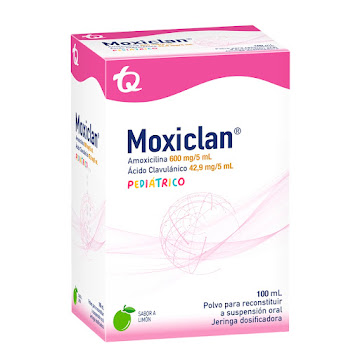 Moxiclan Pediátrico Amoxicilina + Ácido Clavulánico 600mg/42,9mg TQ Sabor Limón Frasco x 100 ml  