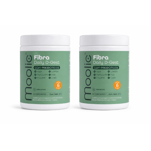 Fibra Digestiva Prebiótica Con Psyllium Y Chía 300Gr Sabor Natural  x 2 unid Moolic Tarro x 2 