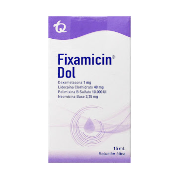 **Fixamicin Dol TQ Dexametasona 1Mg Lidocaína 40Mg Polimixina B 10.000 UI Neomicina 3.75Mg Solución Ótica x 15Ml   