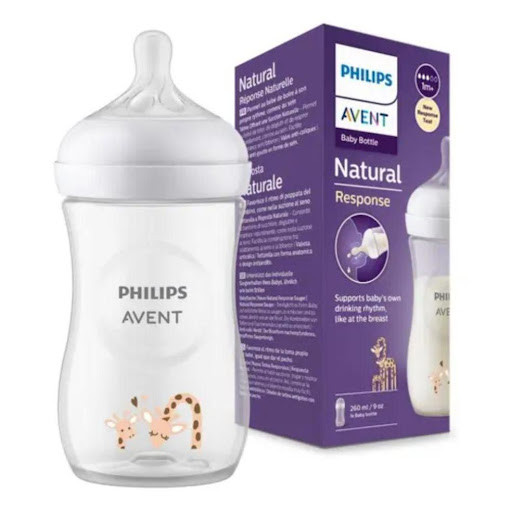 Phillips Avent Tetero Natural 3.0 Jirafa 9Oz SCY903/66 Avent Caja x 1 Biberón de 9oz con diseño de jirafa y tetina Natural Response, para una alimentación cómoda y divertida.