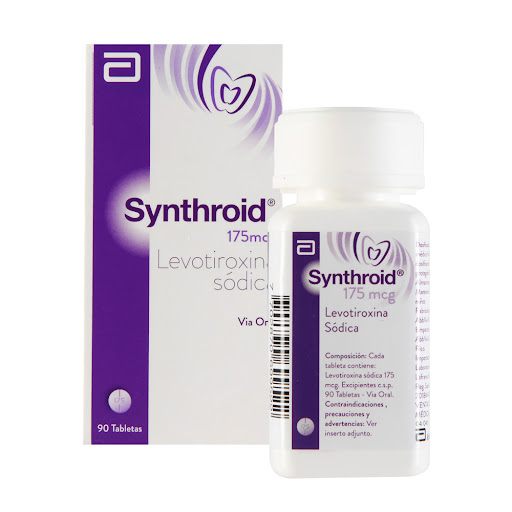 Synthroid Levotiroxina Sódica 175 mcg Abbott Caja x 90 Tabletas