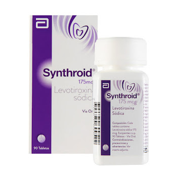 Synthroid Levotiroxina Sódica 175 mcg Abbott Caja x 90 Tabletas  