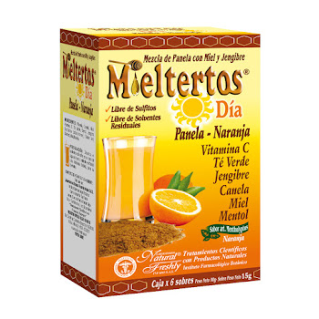 Mieltertos Día Panela Naranja Vitamina C 500 mg Natural Freshly Caja x 6 Sobres  