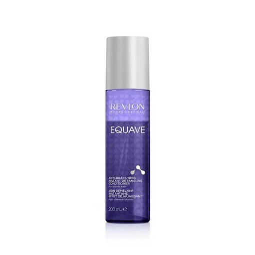 Acondicionador desenrredante Equave anti-brassiness 200 ml para rubios o decolorados Revlon unidad x unidad Neutraliza los tonos amarillos en cabellos rubios o decolorados, desenreda, hidrata y aporta suavidad y brillo, dejando el cabello manejable y fácil de peinar.