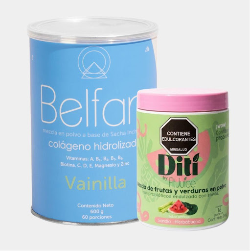 Combo detox colágeno y jugo verde  Belfan Lata  x 1 Detox Ritual es la combinación perfecta para transformar tu bienestar desde adentro: una mezcla funcional que fortalece tu cabello y uñas, junto a un jugo verde funcional que depura, desinflama y revi