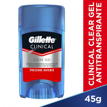 //DESODORANTE GILLETE CLINICAL PRESSURE DEFENSE CLEAR GEL X45G          