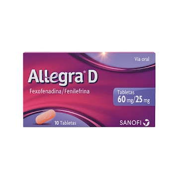 Allegra D Fexofenadina + Fenilefrina 60mg/25mg Sanofi Caja x 10 Tabletas  