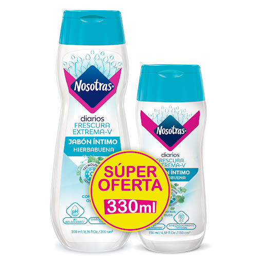 Oferta Jabón Intimo Nosotras Frescura Extrema x 200 ml + Jabón Intimo Nosotras Frescura Extrema x 130 ml