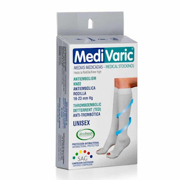 Medias Medivaric Unisex Antiembolica 18-23 Rodilla Blanco Talla S  