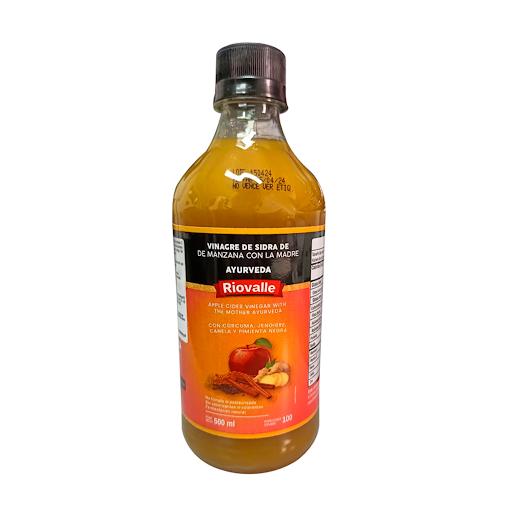 Vinagre de Manzana Ayurveda Riovalle Megamarket Botella x 1 Vinagre de Manzana Ayurveda RIOVALLE X 500 ml, elaborado a partir de manzanas seleccionadas. Ideal para aderezos, bebidas y preparaciones saludables. Sabor equilibrado y versátil para uso diario. RIOV