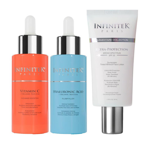 Kit Essential INFINITEK PARIS INFINITEK PARIS SERUM FACIALES x 3 3 productos infaltables para realzar la belleza del rostro ¡Tu piel lo amará! Suaviza, hidrata, reafirma, protege, ilumina, aclara y unifica el tono de la piel. ¿Qué esperas para probarlo? Resultados 