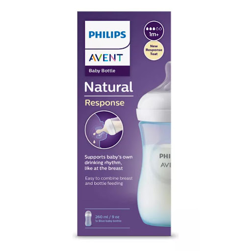 Phillips Avent Tetero Natural 3.0 Azul 9Oz SCY903/21 Avent Caja x 1 Tetero Natural 3.0 Azul de 9 oz con tetina que imita el pecho materno, sistema anticólicos y diseño ergonómico para una alimentación más cómoda y segura.