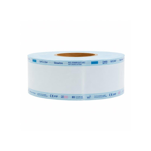 Rollo Papel Grado Médico Plano Esterilización Ugaiya - Dinmed  Rollo 75 X 200 Cm Ugaiya - Dinmed Rollo x 1 Rollo papel grado médico 75x200 cm para esterilización segura de instrumental médico. Compatible con vapor y óxido de etileno, ofrece alta resistencia, barrera antimicrobiana e indicadores químicos vi