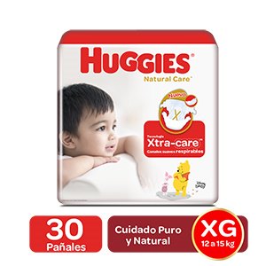 Pañales Huggies Natural Care Niños Etapa 4 Talla XG x 30 und  