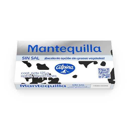 Mantequilla Alpina Sin Sal Barra x 125 gr