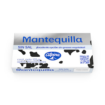 Mantequilla Alpina Sin Sal Barra x 125 gr  