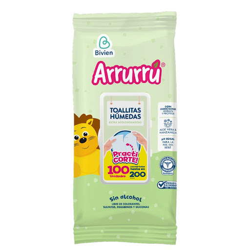 Toallitas Húmedas Arrurú Aloe Vera Y Manzanilla Paquete x 100 und