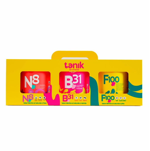 B31 + F100 + N8 Kit Bienestar 360º 300grs TANIK POLVO x 3 El Kit Tanik Bienestar 360° reúne tres fórmulas clave que trabajan en conjunto para acompañarte todos los días en tu bienestar integral. Una rutina completa que combina nutrición, digestión y cuidado 