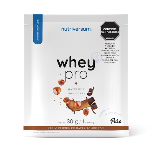 Proteína Whey Pro Nutriversum Sabor Chocolate Con Avellanas Bolsa x 30 gr