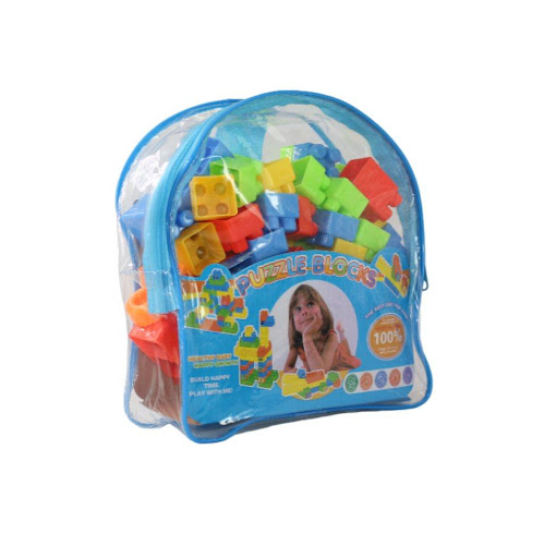 Juego Bloques Puzzle 70 Piezas Estuche Vinilo Plasticos Asociados  x 1 Este set de 70 bloques grandes de colores permite a los niños construir, apilar y explorar diferentes tipos de figuras, fomentando la creatividad y la imaginación. Con estas piezas, podrán crear desde