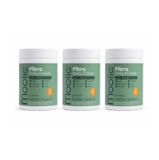 Fibra Digestiva Prebiótica Con Psyllium Y Chía 300Gr Sabor Natural x 3 unid Moolic Tarro x 3 