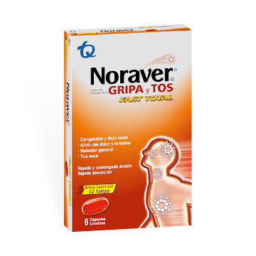 //Noraver Gripa Tos Fast 10mg Pas. Caja x6Pas. TQ Ibuprofeno Bromhexina   