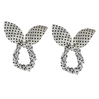 Solo Online Accesorio Elastico   Cabello Orejas De Conejo Blanco Puntos Negros 