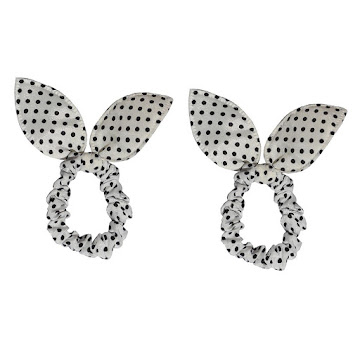 Solo Online Accesorio Elastico   Cabello Orejas De Conejo Blanco Puntos Negros 