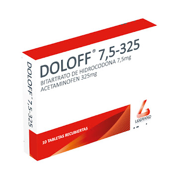 Doloff Bitartrato de Hidrocodona + Acetaminofén 7.5 /325mg Legrand Caja x 10 Tabletas  