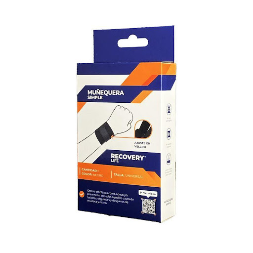 Muñequera Recovery Life Simple T U RECOVERY LIFE Individual x 1 La muñequera simple es un dispositivo médico diseñado para brindar soporte y protección a los tejidos blandos y articulaciones de la muñeca. Utilizada en la prevención de lesiones a nivel de muñeca o 