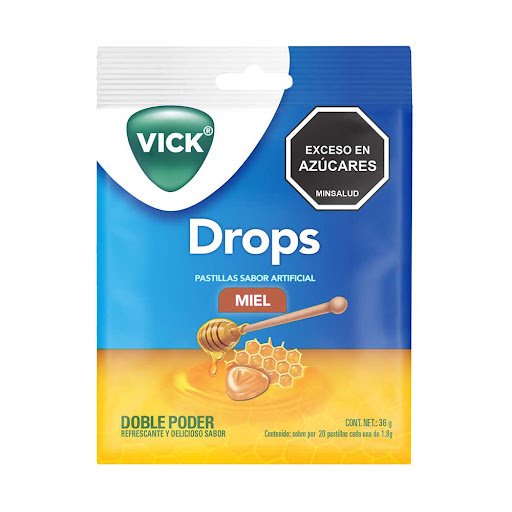 Pastillas Vick Drops Sabor Miel P&G Paquete x 20 Pastillas Individuales