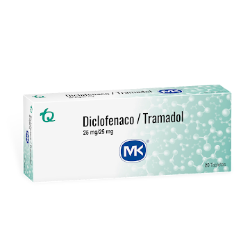 Diclofenaco + Tramadol 25mg/25mg MK Caja x 20 Tabletas  