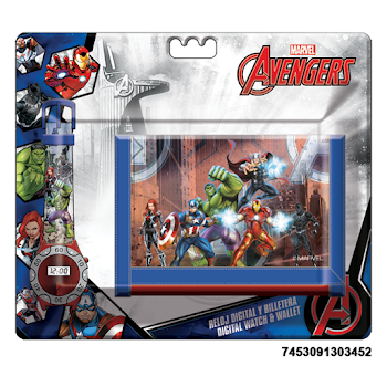 Reloj Digital Avengers Y Billetera Para Niño x 1 und  