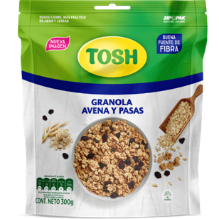 Cereales Tosh Artesanal Avena Y Pasas x 300 gr  