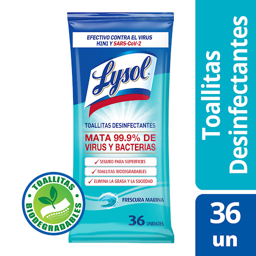 Toallas Desinfectantes Lysol Biodegradbles x 36 und