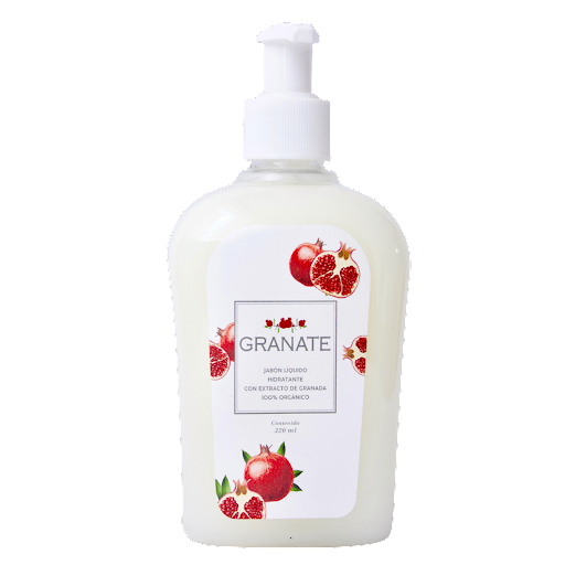 Jabón Líquido Hidratante Con Extracto De Granada 100% Orgánico Granate x 325 ml