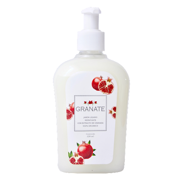 Jabón Líquido Hidratante Con Extracto De Granada 100% Orgánico Granate x 325 ml  