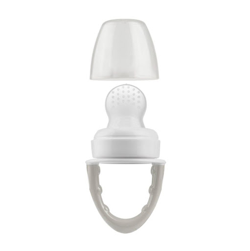 Dispensador de Alimento Bebes Gris Chupo en Silicona Dr Brown's Chupete x 1 Dispensador de comida para los más pequeños que permite ofrecerles nuevos alimentos y sabores sin riesgo de atragantarse. 
Los pequeños orificios permiten que el bebé pueda alimentarse con suficiente 