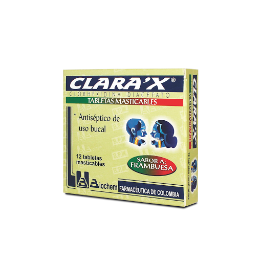 Clara´X Clorhexidina Diacetato 0.12% Biochem Caja x 12 Tabletas